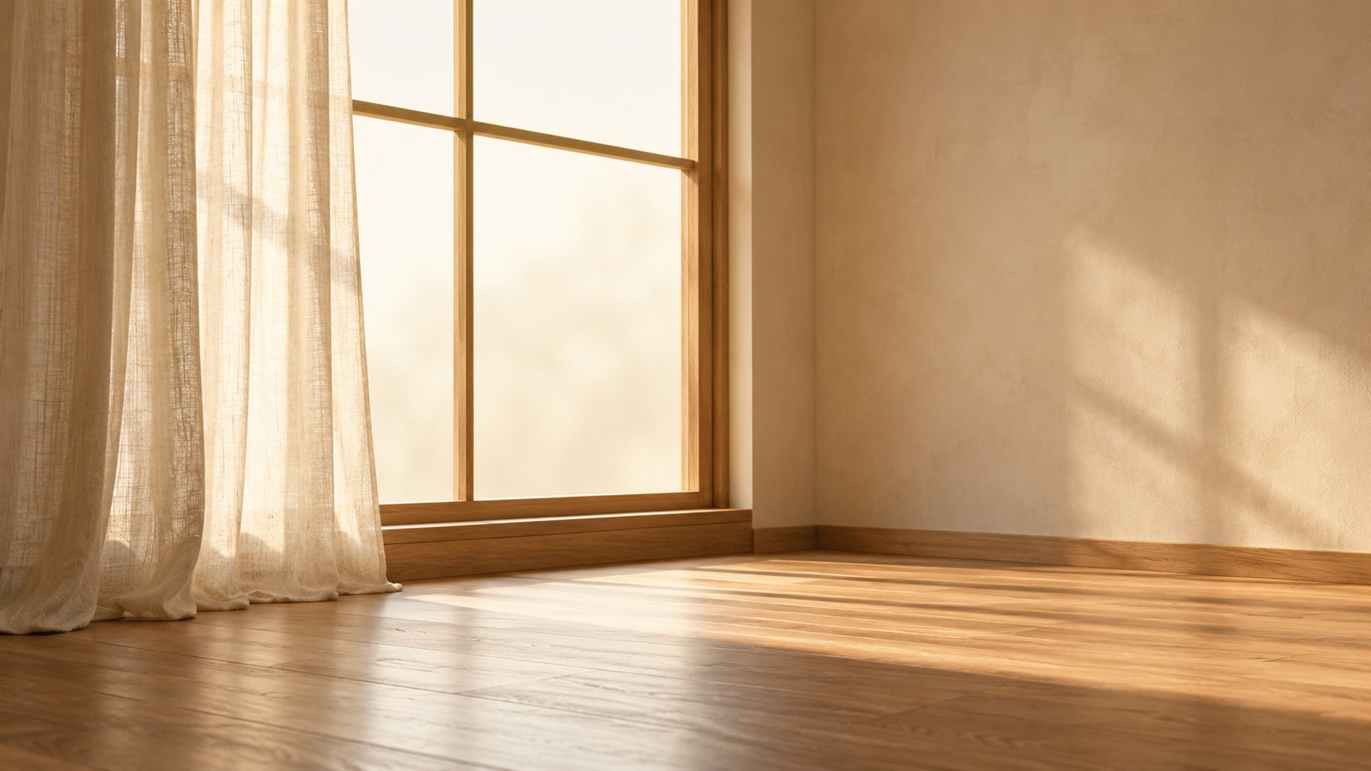 Soft light through a window and cream linen curtain